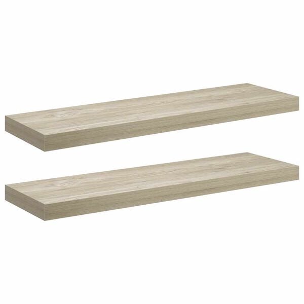 vidaXL &Eacute;tag&egrave;res murales flottantes 2 pcs Ch&ecirc;ne 80x23,5x3,8 cm MDF