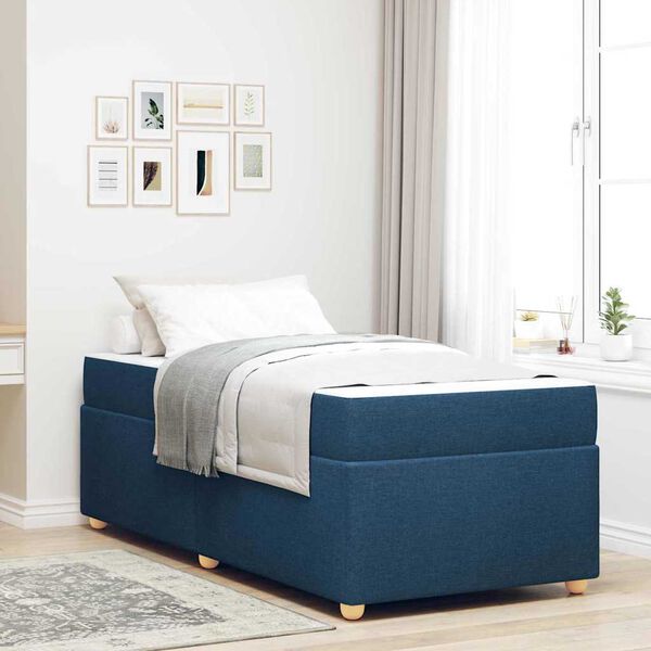 vidaXL Cadre de lit avec matelas Bleu 80 x 200 cm tissu
