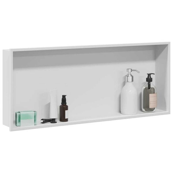 vidaXL Niche de Douche Blanc 75 x 30 x 9,5 cm Acier inoxydable