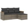 vidaXL Salon de jardin 4 pcs avec coussins gris r&eacute;sine tress&eacute;e
