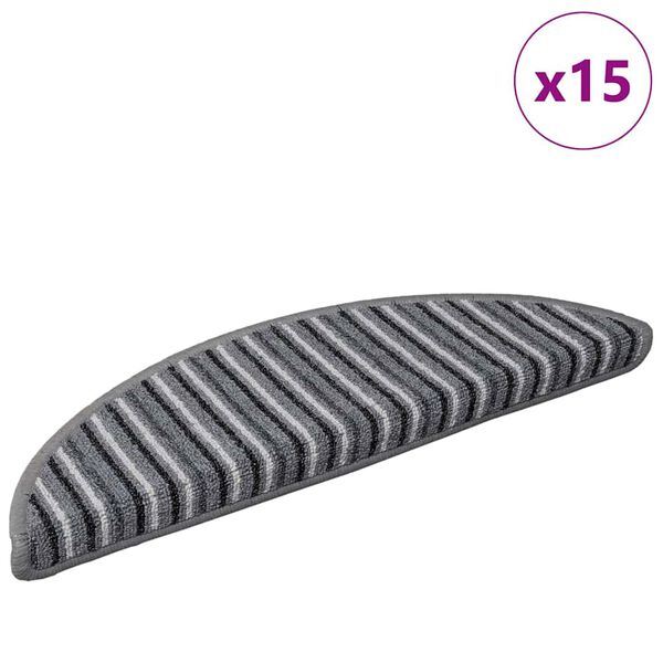 vidaXL Tapis d'escalier auto-adh&eacute;sifs 15 pcs Gris 56 x 17 x 3 cm