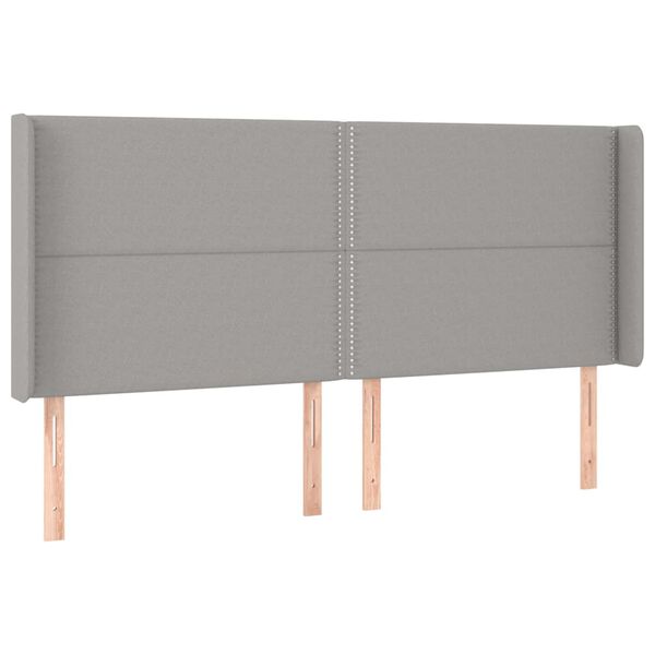 vidaXL T&ecirc;te de lit &agrave; LED Gris clair 163x16x118/128 cm Tissu