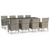 vidaXL Ensemble &agrave; manger de jardin 9 pcs coussins gris r&eacute;sine tress&eacute;e