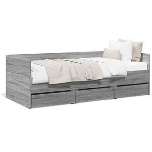 vidaXL Lit de jour avec tiroirs sans matelas sonoma gris 75x190 cm