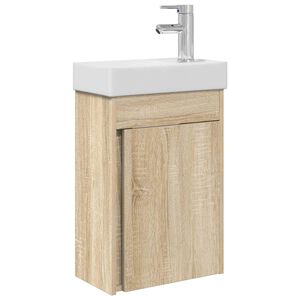 vidaXL Meuble de salle de bain avec robinet Ch&ecirc;ne Sonoma