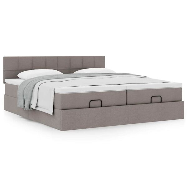 VidaXL Cadre de lit ottoman avec matelas taupe 200x200cm tissu