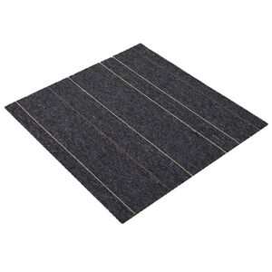 vidaXL Carreau de tapis Gris fonc&eacute; avec des rayures 50 x 50 cm 20 pc