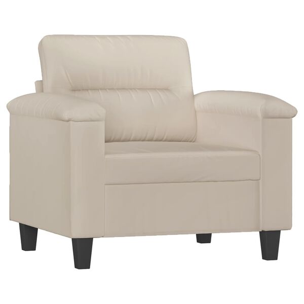 vidaXL Fauteuil avec repose-pied Cr&egrave;me 60 cm Tissu microfibre