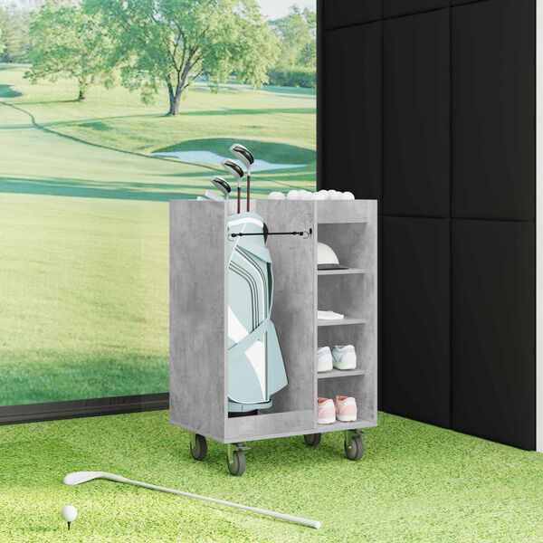 vidaXL Armoire de Golf avec roue Uni Gris b&eacute;ton 65 x 45 x 98 cm