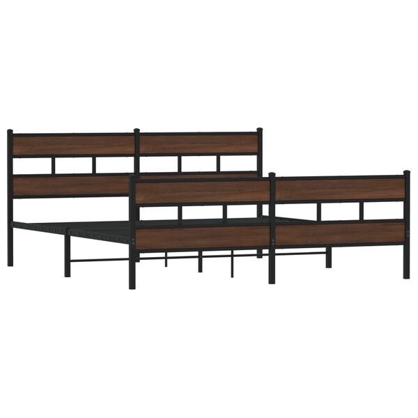 vidaXL Cadre de lit en m&eacute;tal sans matelas ch&ecirc;ne marron 180x200 cm