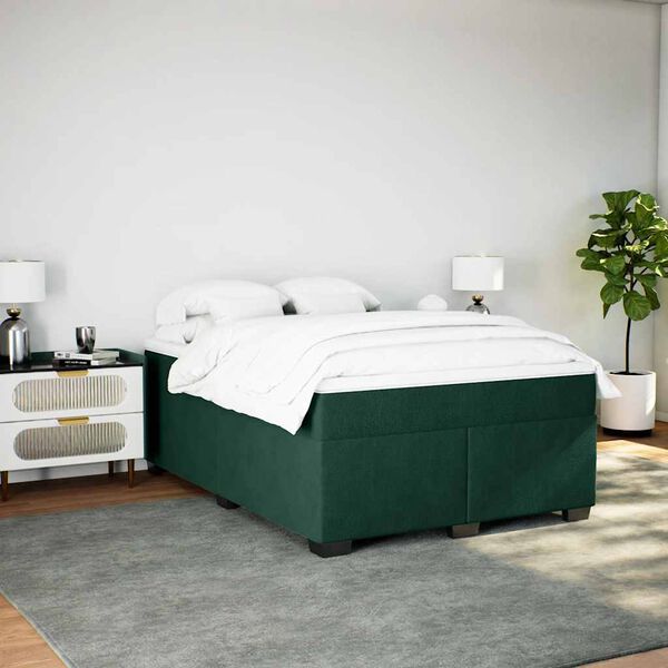 vidaXL Sommier &agrave; lattes de lit et matelas Vert fonc&eacute; 140x190cm Velours