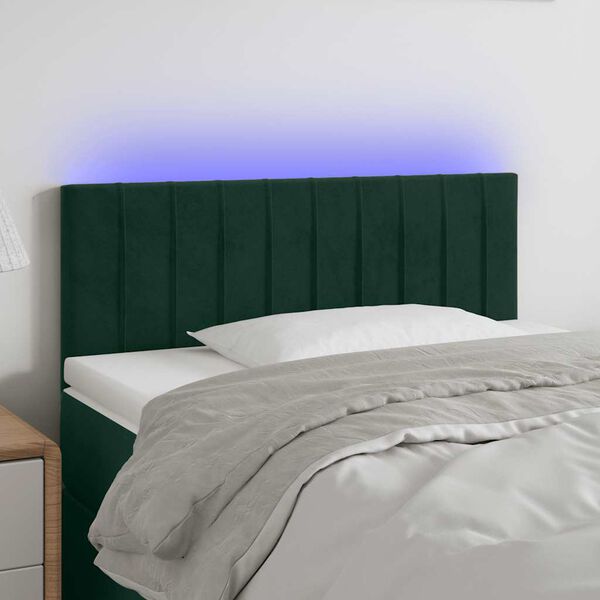 vidaXL T&ecirc;te de lit &agrave; LED Vert fonc&eacute; 80x5x78/88 cm Velours