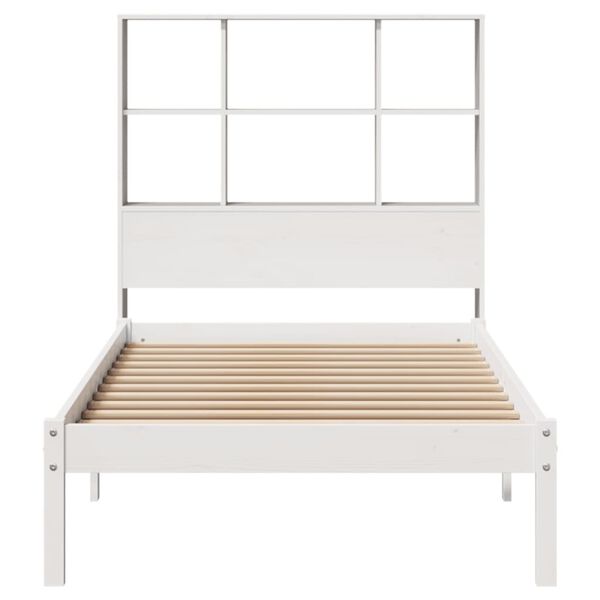 vidaXL Lit biblioth&egrave;que sans matelas blanc 90x190cm bois de pin massif