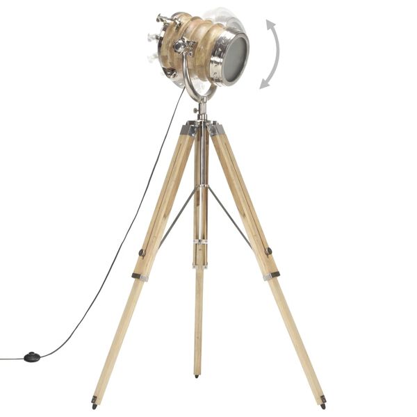 vidaXL Lampadaire &agrave; tr&eacute;pied bois de manguier massif 131 cm