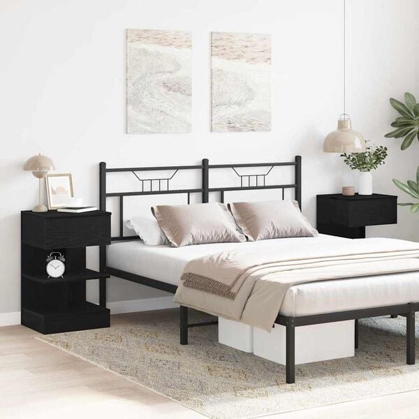 vidaXL Cabinet de chevet avec tiroir 2 pcs Chêne noir 40 x 35 x 65 cm