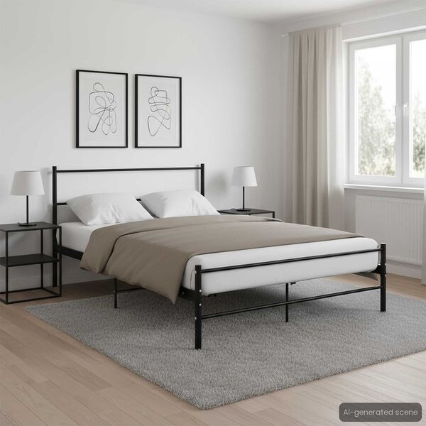 vidaXL Cadre de lit sans matelas noir m&eacute;tal 120x200 cm