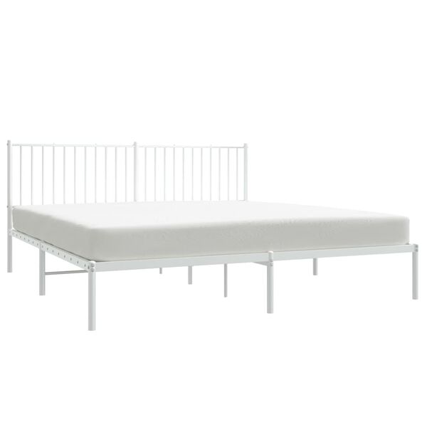 vidaXL Cadre de lit métal sans matelas et tête de lit blanc 180x200 cm