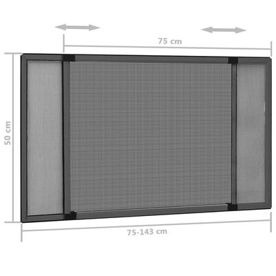 vidaXL Moustiquaire extensible pour fenêtres Anthracite (75-143)x50 cm