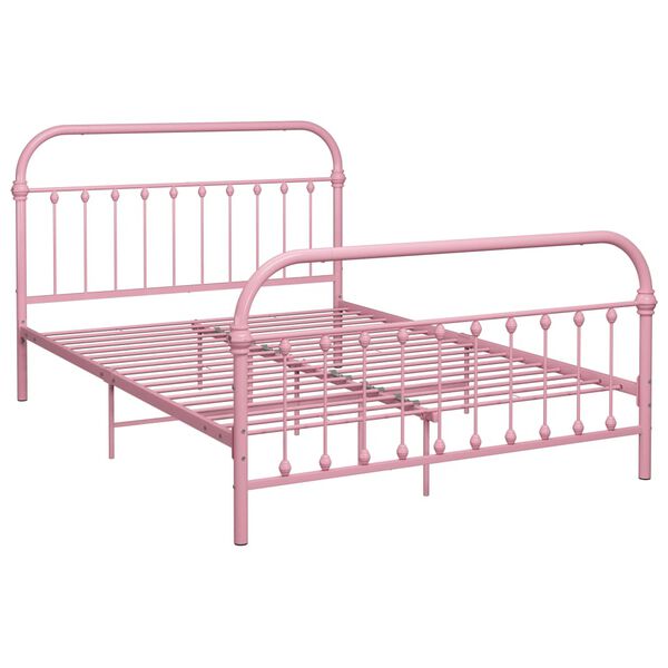 vidaXL Cadre de lit sans matelas rose m&eacute;tal 140x200 cm