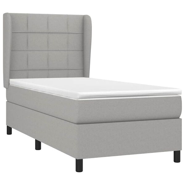 vidaXL Sommier &agrave; lattes de lit avec matelas Gris clair 80x200 cm Tissu
