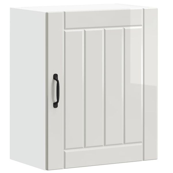 vidaXL Armoire murale de cuisine Lucca blanc brillant bois ing&eacute;nierie