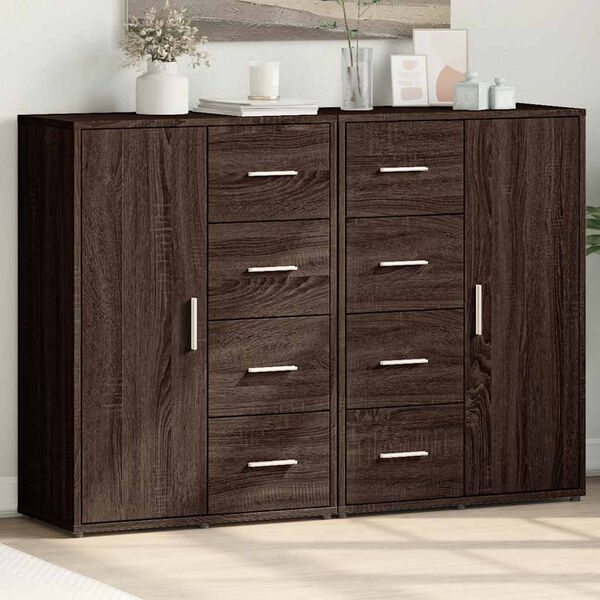 vidaXL Buffets 2 pcs ch&ecirc;ne marron 60x31x84 cm bois d'ing&eacute;nierie