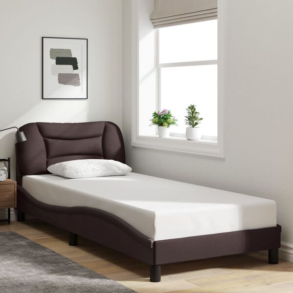 vidaXL Cadre de lit sans matelas Hvar marron fonc&eacute; 90x200 cm tissu