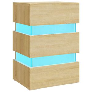 vidaXL Table de chevet &agrave; LED ch&ecirc;ne sonoma 45x35x67cm bois d'ing&eacute;nierie