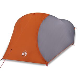 vidaXL Tente de camping &agrave; d&ocirc;me 4 personnes gris et orange imperm&eacute;able