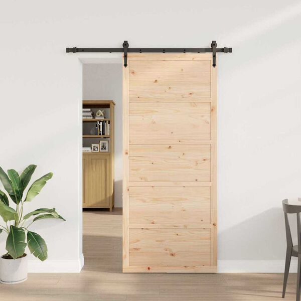 vidaXL Porte coulissante Naturel 80 x 208 cm Bois de pin massif