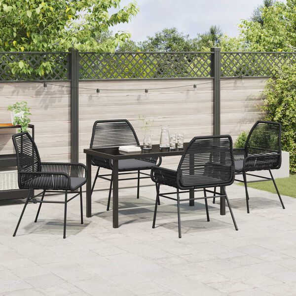 vidaXL Ensemble de salle &agrave; manger pour jardin 5 pcs Noir polyrotin