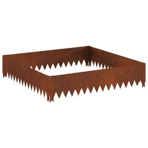 vidaXL Bordure de Pelouse 100 x 100 x 20 cm Acier Rouill&eacute;