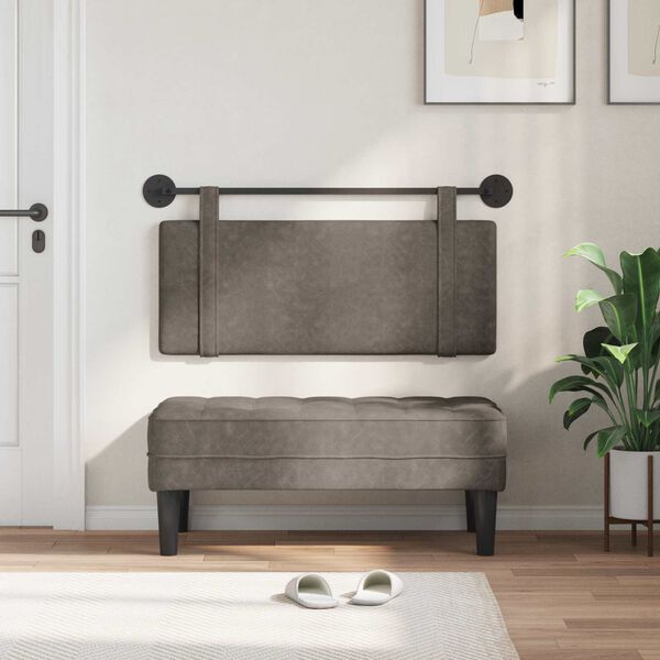 vidaXL T&ecirc;te de lit suspendue Uni Gris 110 x 55 x 5 cm PU antique