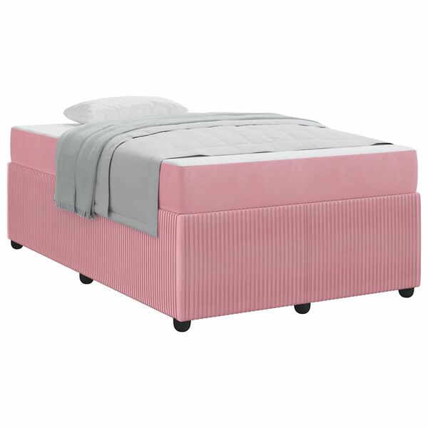 vidaXL Cadre de lit avec matelas Rose 120 x 190 cm Velours