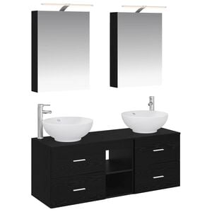 vidaXL Ensemble de mobilier de salle de bain 5 pc Ch&ecirc;ne noir