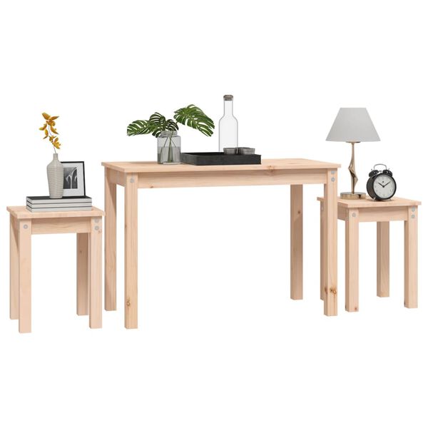vidaXL Tables gigognes 3 pcs Bois de pin massif