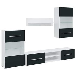 vidaXL Meubles TV 5 pcs avec lumi&egrave;re LED indigo mat bois d'ing&eacute;nierie