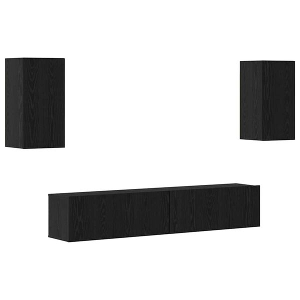 vidaXL Ensemble meuble TV 4 pcs Ch&ecirc;ne noir Bois d'ing&eacute;nierie