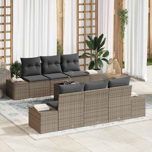 vidaXL Ensemble de canap&eacute; de jardin avec coussin 8 pcs Gris polyrotin