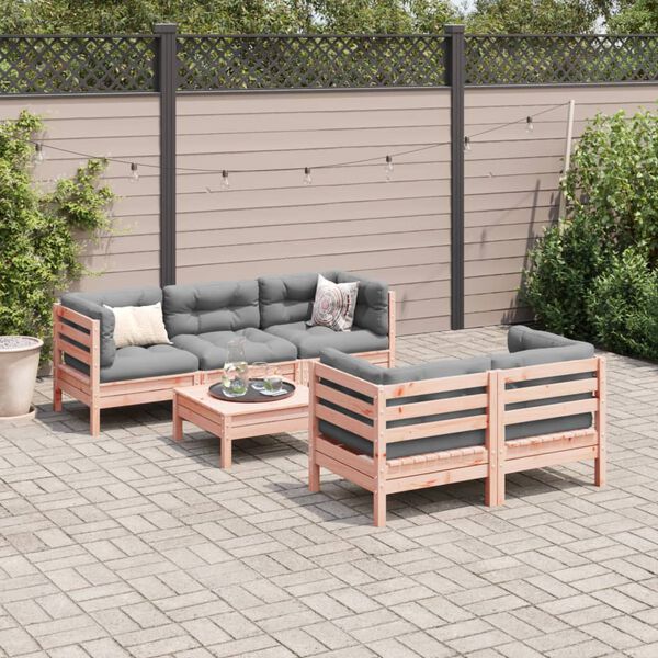 vidaXL Salon de jardin 6 pcs et coussins bois massif sapin de douglas