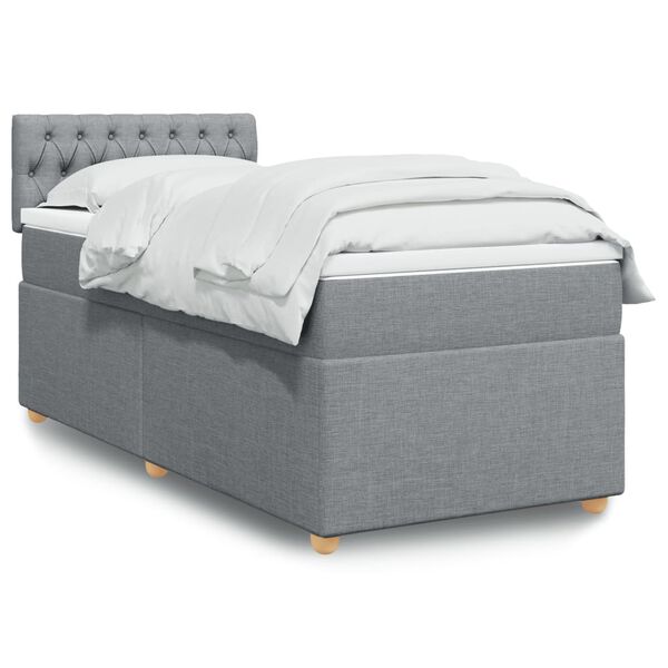 vidaXL Sommier &agrave; lattes de lit avec matelas Gris clair 100x200cm Tissu