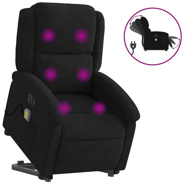 vidaXL Fauteuil inclinable de massage &eacute;lectrique noir velours