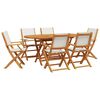 vidaXL Ensemble &agrave; manger de jardin 7 pcs blanc cr&egrave;me tissu bois massif