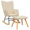 vidaXL Chaise &agrave; bascule avec tabouret Cr&egrave;me Tissu