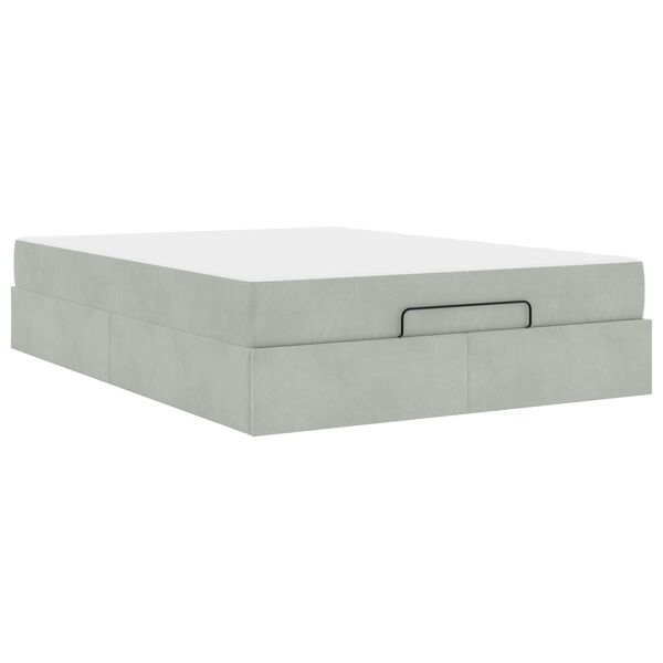 vidaXL Cadre de lit avec matelas avec matelas 2 pcs Gris clair Velours