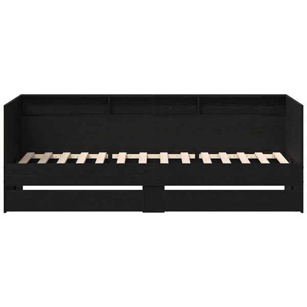 vidaXL Lit d'appoint Ch&ecirc;ne noir 90 x 200 cm Bois d'ing&eacute;nierie