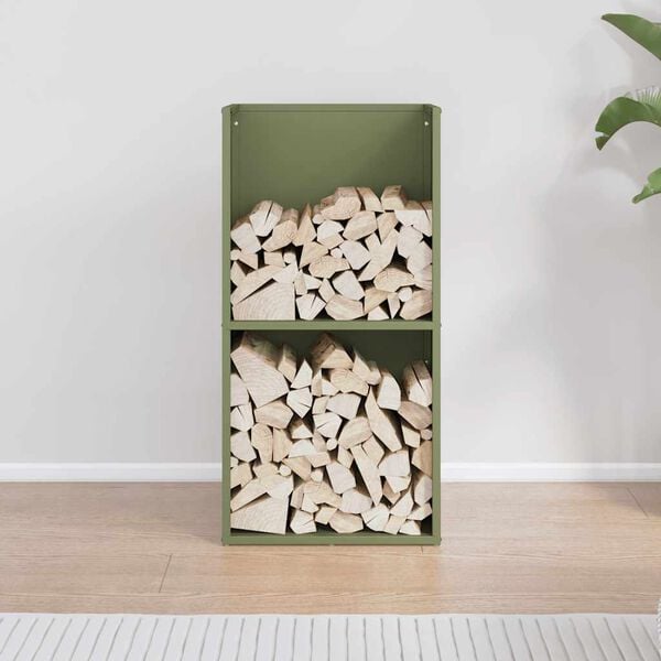 vidaXL Portant de bois chauffage vert olive 40x30x80 cm