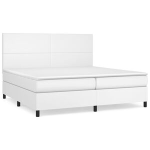 vidaXL Sommier &agrave; lattes de lit avec matelas Blanc 200x200cm Similicuir