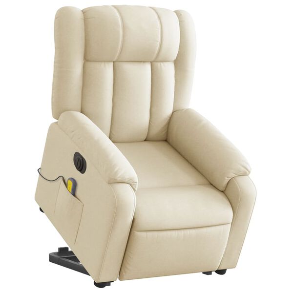 vidaXL Fauteuil inclinable de massage &eacute;lectrique Cr&egrave;me Tissu