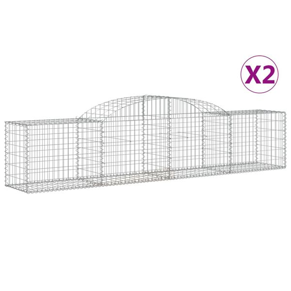 vidaXL Paniers à gabions arqués 2 pcs 300x50x60/80 cm fer galvanisé